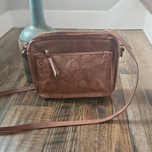 The Sak Embossed Brown Crossbody Bag